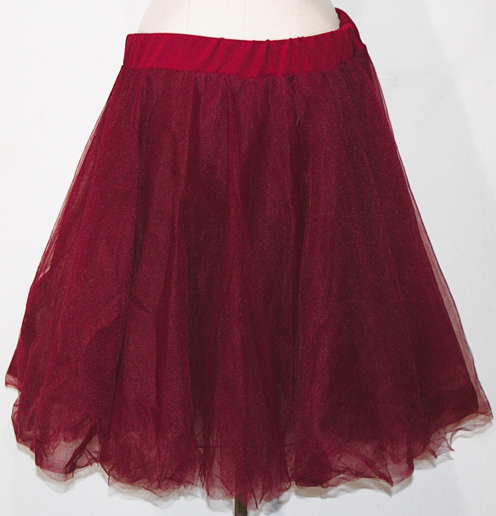 Varga Full Circle Tutu Skirt Merlot Colored L Elastic Waistline 35"in